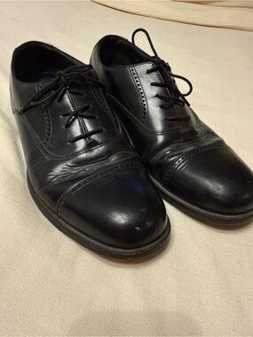 Men's Black Cap-Toe Derby Lace-Up Shoes